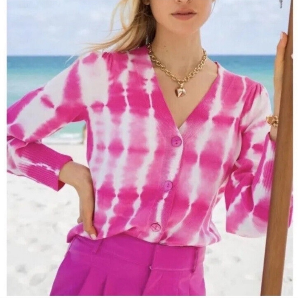 Generation Love Coco Pink and White Tie Dye Cardigan